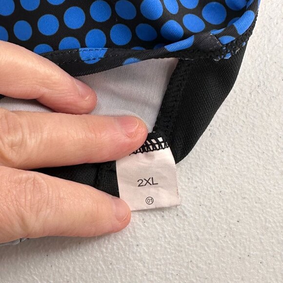 Blue & Black Halter Neck Polka Dot Swim Dress Cover-Up 2XL Beachwear Slimming - Picture 4 of 9